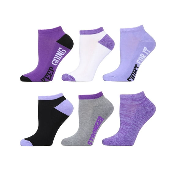 MeMoi Keep Going Half Cushioned Low-Cut Socks 6 Pack - Womens - Female, One Size, Electric Purple Multi