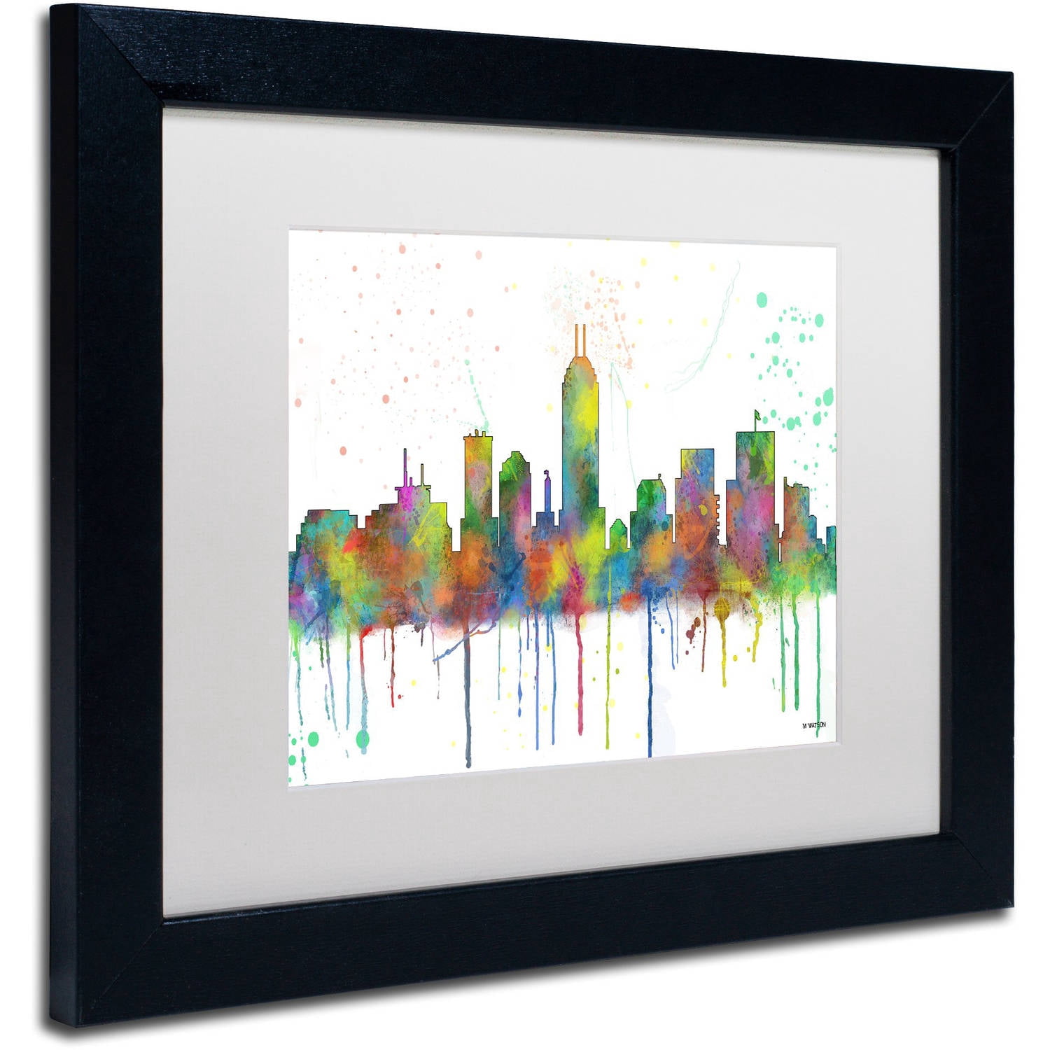 Trademark Fine Art "Indiana Indianapolis Skyline Mclr-1" Canvas Art by Marlene Watson, White Matte, Black Frame