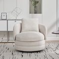 thumbnail image 3 of Round Barrel Swivel Accent Chair, 30 inch Modern Club Chair with Pillow, Soft Chenille Upholstered Armchair for Living Room, Bedroom, Office, Apartment, 3 of 9