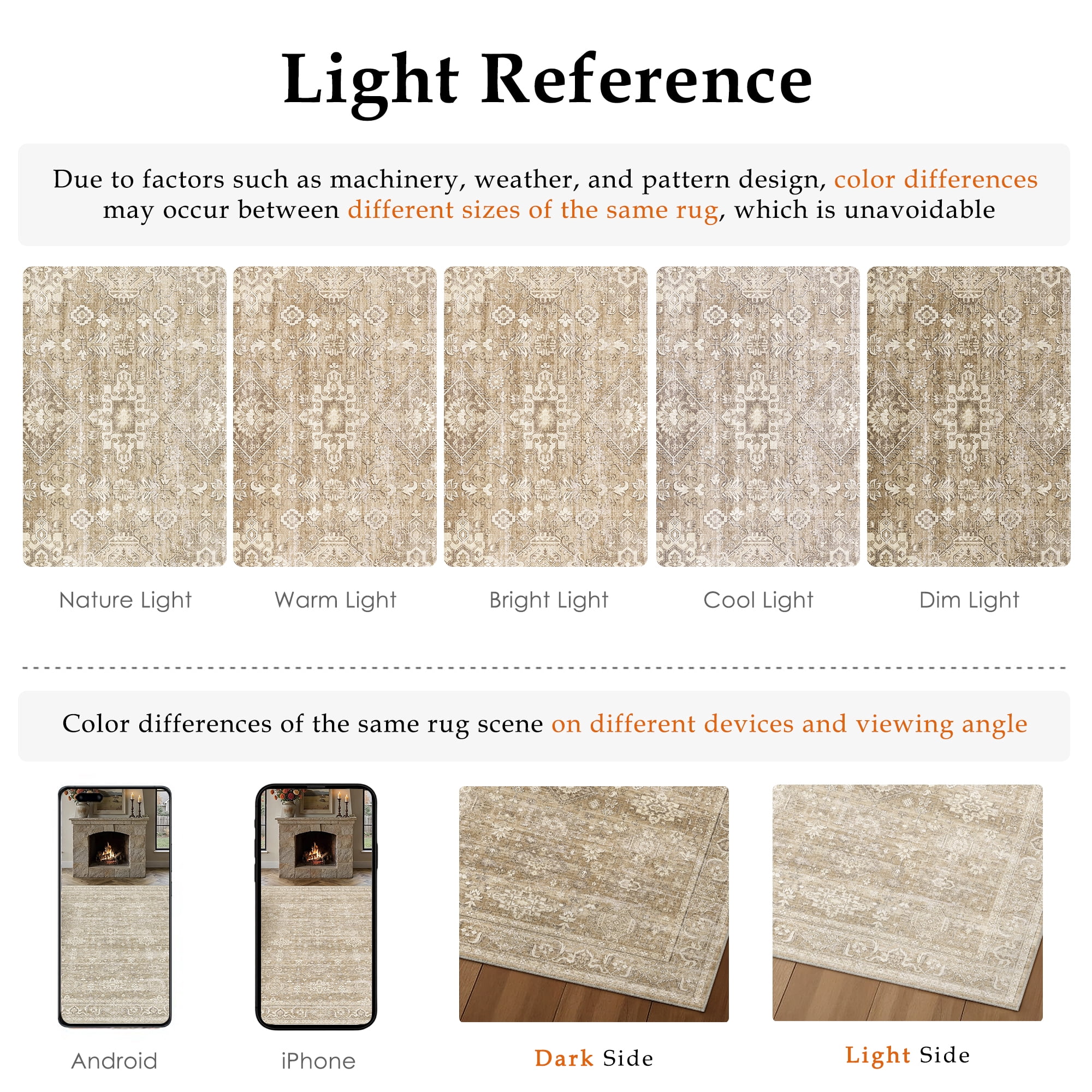 BERTHMEER 2'x6' Runner Rugs for Hallway Kitchen Entryway Bedroom Bathroom Entrance Oriental Vintage Farmhouse Machine Washable Non-slip Traditional Distressed Runner Rugs, Beige