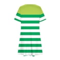 thumbnail image 4 of Offres des Fêtes Iumwxz Robe à Col Rond à Manches Courtes pour Femmes Tendance Ligne A Décontractée Plissée Robe Courte Robes à Imprimé Rayé Robes Midi pour Femmes Robe Douce et Confortable pour Costume, 4 of 6