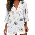 thumbnail image 2 of Yxbdin Plus Size 3/4 Sleeve Shirts for Women V Neck Clothes Vacation Casual Spring Clothes Fashion Printed Tops White XL, 2 of 5