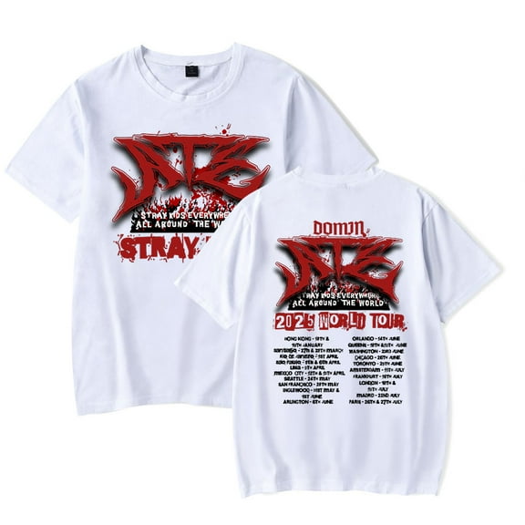 Stray Kids Merch T-shirt Women's men's retro casual summer round neck short sleeved T-shirt