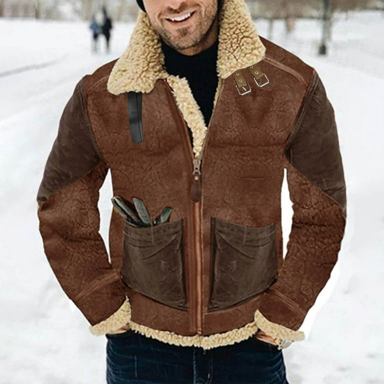 Leather And Integrated Lamb Men S Jacket With Thickened Suede Jacket For Warmth Mens Jacket Fashion Men Winter Jacket plus Size for Men Winter Coats for Men plus Size Men Outwear Winter Jacket