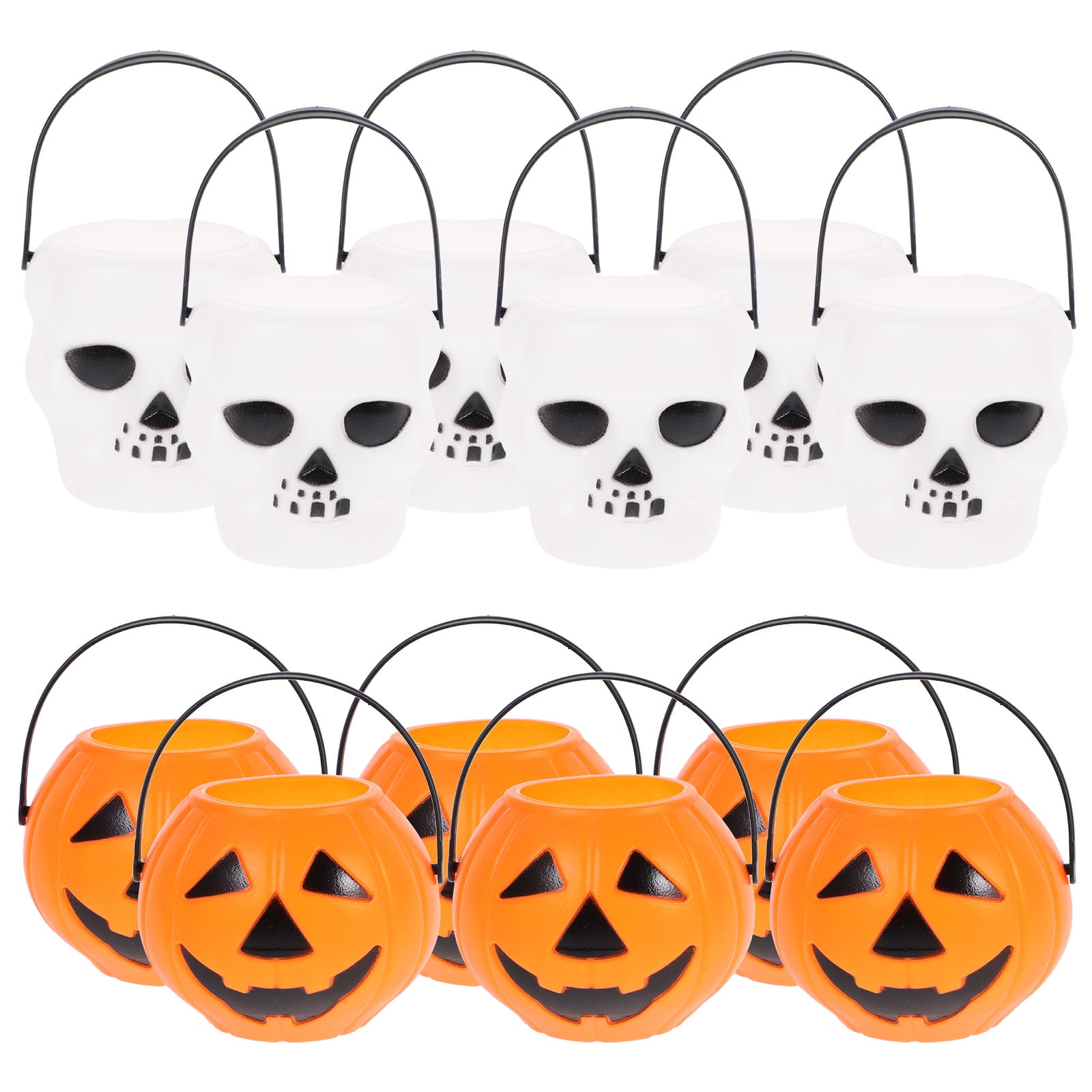 Bestonzon 12pcs Halloween Portable Pumpkin Bucket Skull Bucket Children