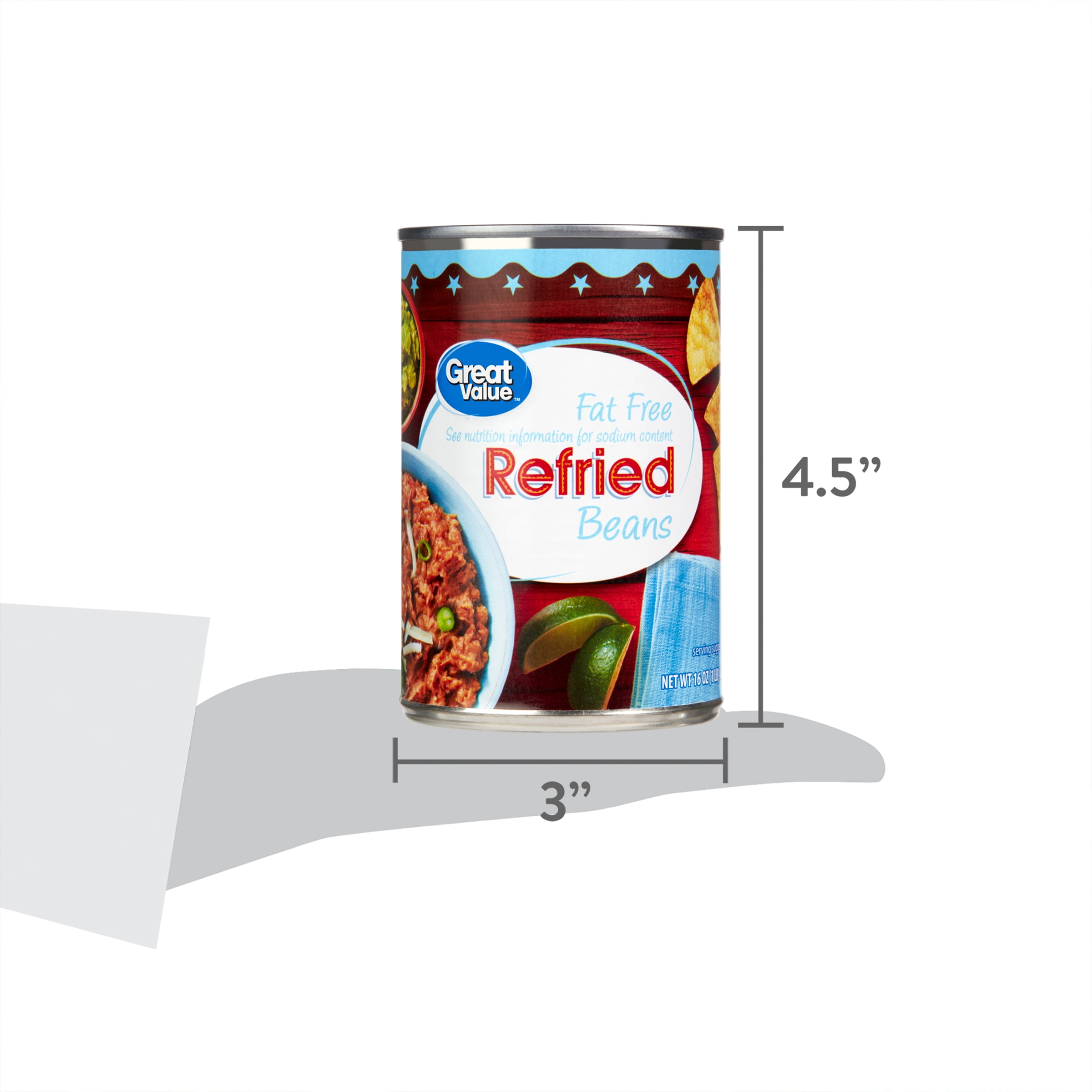 Great Value Fat Free Refried Beans, 16 oz