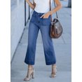 thumbnail image 3 of Nituyy Womens Denim Pull-On Jeans Pockets Baggy Straight Leg Stretchy Ankle-Length Trousers, 3 of 6