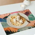 thumbnail image 6 of Fenyluxe Mountains Trees Birds Party Table Placemat Set of 4 - Linen Table Decor for Birthday, Christmas, Restaurants, Buffets and Home 18x12in, 6 of 8