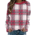 thumbnail image 3 of Jsaierl Women's Oversized Plaid Crewneck Sweatshirts with Checked Pattern Long Sleeve Soft Comfortable Casual Fall Tops S-2XL, 3 of 8