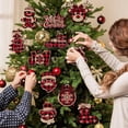 thumbnail image 4 of Dalrosia Christmas Buffalo Plaid Hanging Ornaments Christmas Tree Wooden Hanging Decor Wooden Christmas Ornaments Snowflake Reindeer Snowman Plaid Christmas Decor, 4 of 7