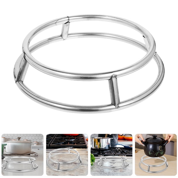 unbranded Soporte Para Wok Y Ollas De Acero Inoxidable Plata Para Cocina Con Compacto Y Fácil Limpieza