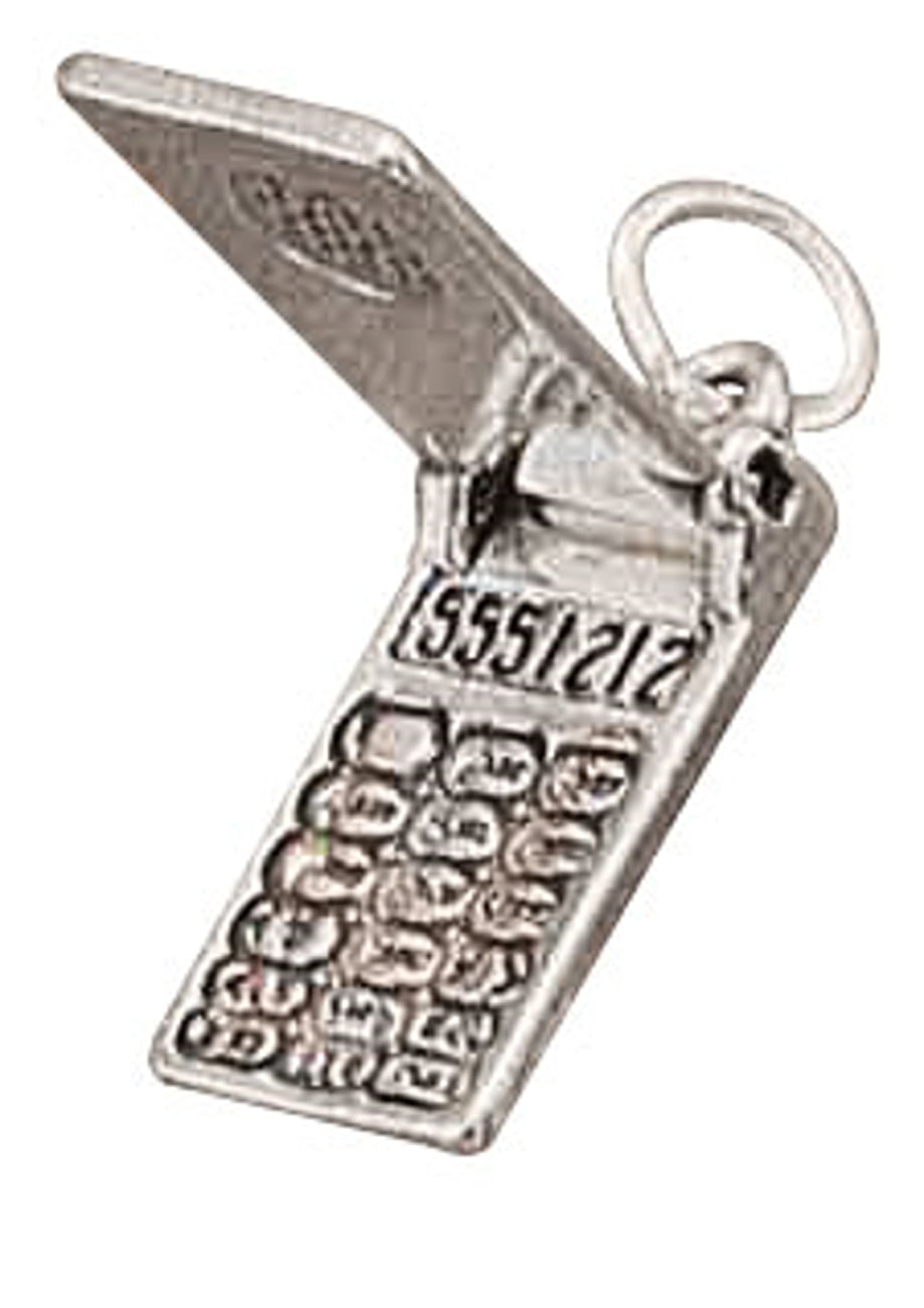 Sterling Silver Girls .8mm Box Chain 3D Flip Open Cell Phone Pendant Necklace