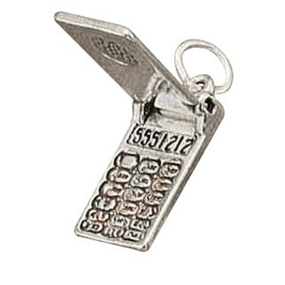 Sterling Silver 18" Unisex 1.5mm Box Chain 3D Moveable Flip Open Mobile Cellular Phone Pendant Necklace