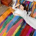 thumbnail image 4 of Homewish Colorful Stripes 7-Piece Reversible Twin Comforter Set, Watercolor Design, 4 of 8