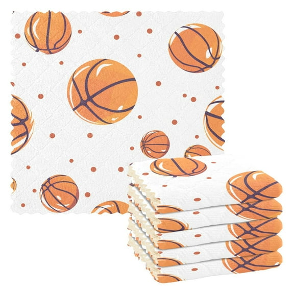 6 Packs Adorable Basketball Kitchen Dish Towels Soft Absorbent Dish Cloths 11"x11"
