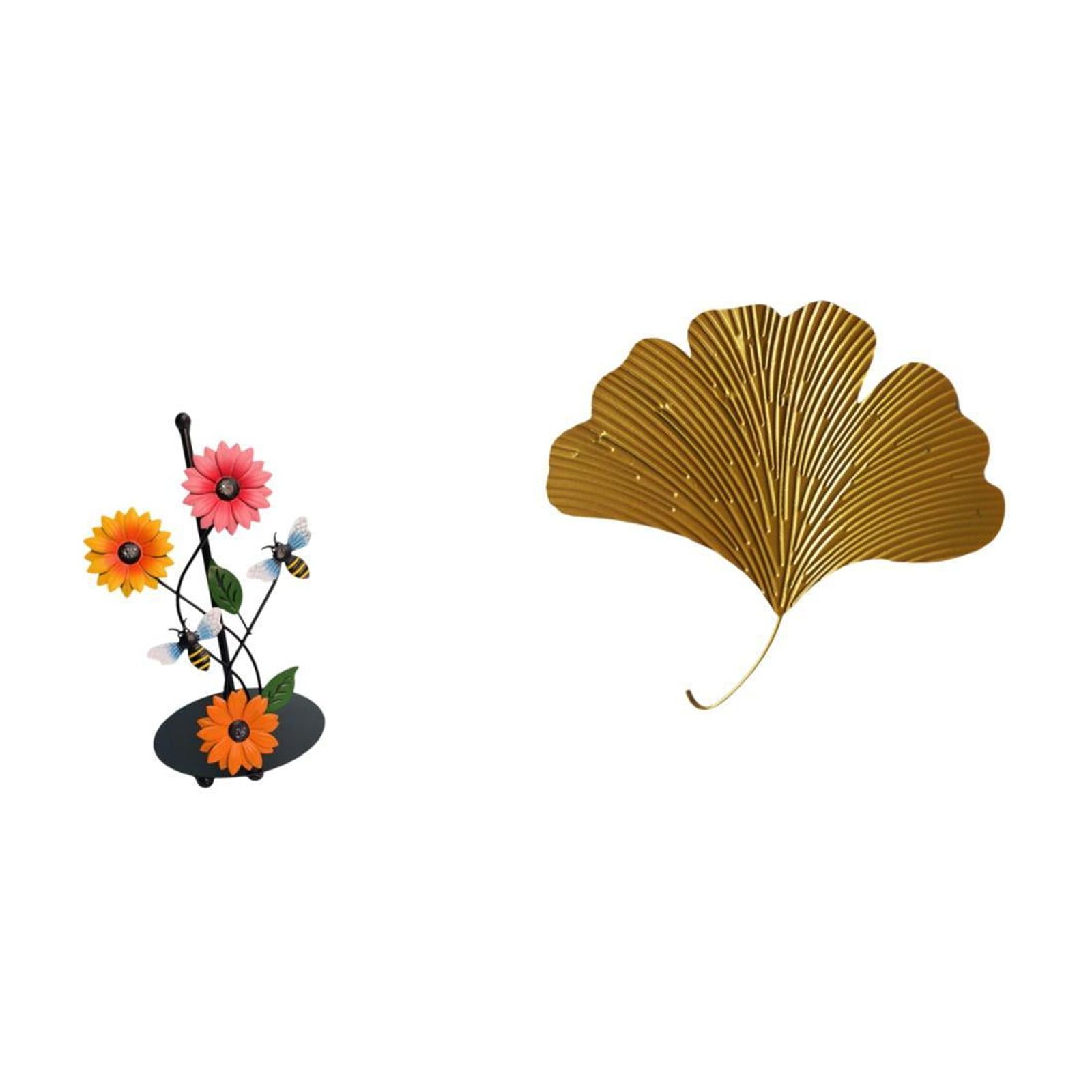 Fiocias Ginkgo Leaves Paper Towel Holder Vertical Tissue Rack Wrought Iron Wall Decor Abstract Sculpture for Home Living Room Office Hotel Dining Room Restaur