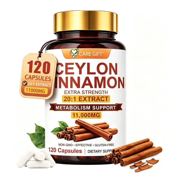 Ceylon Cinnamon Capsules,Pure Natural Cinnamon 20:1 Extract Supplement - Energy Heart Metabolism Support for Men  Women - GMO Gluten Free - Lab Tested - 120 Capsules