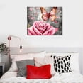 thumbnail image 4 of COMIO  Pink Rose Flower Wall Art Paintings Floral with Butterfly Prints on Grey Canvas Picture Wall Decoration Trendy Gold and Pink Bathroom Bedroom Decor Artwork, 4 of 4