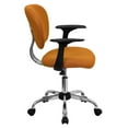 thumbnail image 2 of Mid-Back Orange Mesh Padded Swivel Task Chair with Chrome Base and Arms, 2 of 6