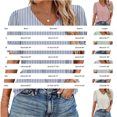 thumbnail image 4 of NMMUED Summer Tops for Women Casual V Neck Shirts Floral Print Short Puff Sleeve Loose Fit Blouses Button Cuffs Boho Tees Trendy Dressy Work Office Outfits Watermelon Red L, 4 of 8