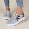 thumbnail image 2 of eczipvz Shoes for Women Fashion Spring And Summer Women Casual Shoes Flat Bottom Round Toe Leopard Print Sequin Leather Pattern Comfortable Slip On,Silver, 2 of 5