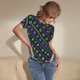 thumbnail image 3 of Balery Mardi Gras Strings of Beads Body de cuello redondo de manga corta para mujer Tops de manga corta Tops básicos-Medium, 3 of 7