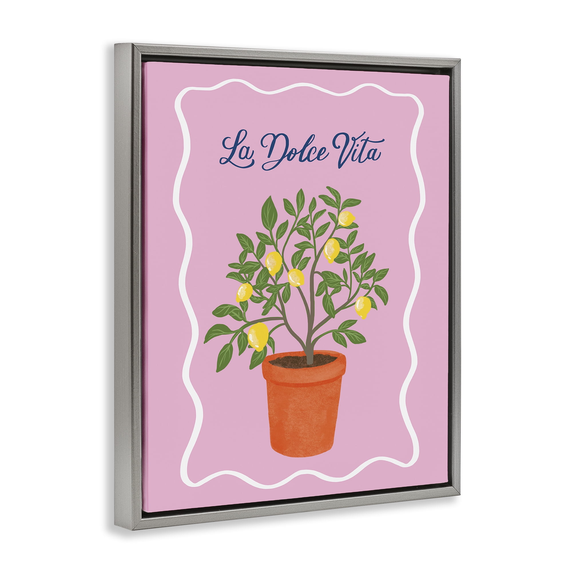 Stupell Industries Dolce Vita Lemon Tree Gray Framed Floater Canvas Wall Art, design by Be Ni La