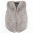 thumbnail image 4 of Ayolanni Women's Faux Fur Vest Open Front Sleeveless Solid Jackets Warm Winter Cropped Outerwear with Pockets Gray L, 4 of 5