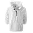 thumbnail image 2 of Mineart Hoodies for Men Solidcolor Checkerboard Casual Sports Straight Pullover Long Sleeve Sweatshirt Quarter-zip Tops with Pocket Drawstring, 2 of 5