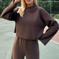 thumbnail image 5 of STETMN Women's Fall Solid Outfit Mock Neck Crop Pullover Tops Baggy Wide Leg Pants Lounge Tracksuit, 5 of 8