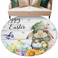 thumbnail image 6 of Spring Easter Round Rug 8ft Washable Circle Rugs Non Slip Watercolor Floral Rabbits Eggs Butterflies Wood Large Area Rug Indoor Floor Carpet for Bedroom Kitchen Living Room Home Office Dining Room, 6 of 8