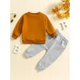 thumbnail image 5 of Aojekbee Toddler Pants Set Letter Pie Print Long Sleeve Round Neck Sweatshirt Drawstring Pockets Long Pants Outfits, 5 of 10