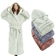 thumbnail image 7 of Women’s Long Fuzzy Hoodie Robe and Short Plush Hooded Bathrobe, Cozy and Warm Silver One Size, 7 of 7