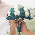 thumbnail image 4 of Bridal Wedding Bouquet Gold Rhinestone Brooch Bouquet for Bride Bridesmaid Quinceanera Satin Rose Artificial Flower Bouquet Wedding Ceremony Bridal Party Bouquet, 4 of 6
