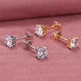 thumbnail image 1 of Pendientes de circonita de cuatro garras de plata S925, pendientes sencillos de un solo diamante, pendientes de diamantes de moda para hombres y mujeres, 1 of 5