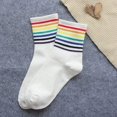 thumbnail image 1 of Calcetines de algodón para mujer, calcetines de rayas de colores arcoíris, calcetines deportivos de estilo coreano para otoño e invierno, 1 of 6