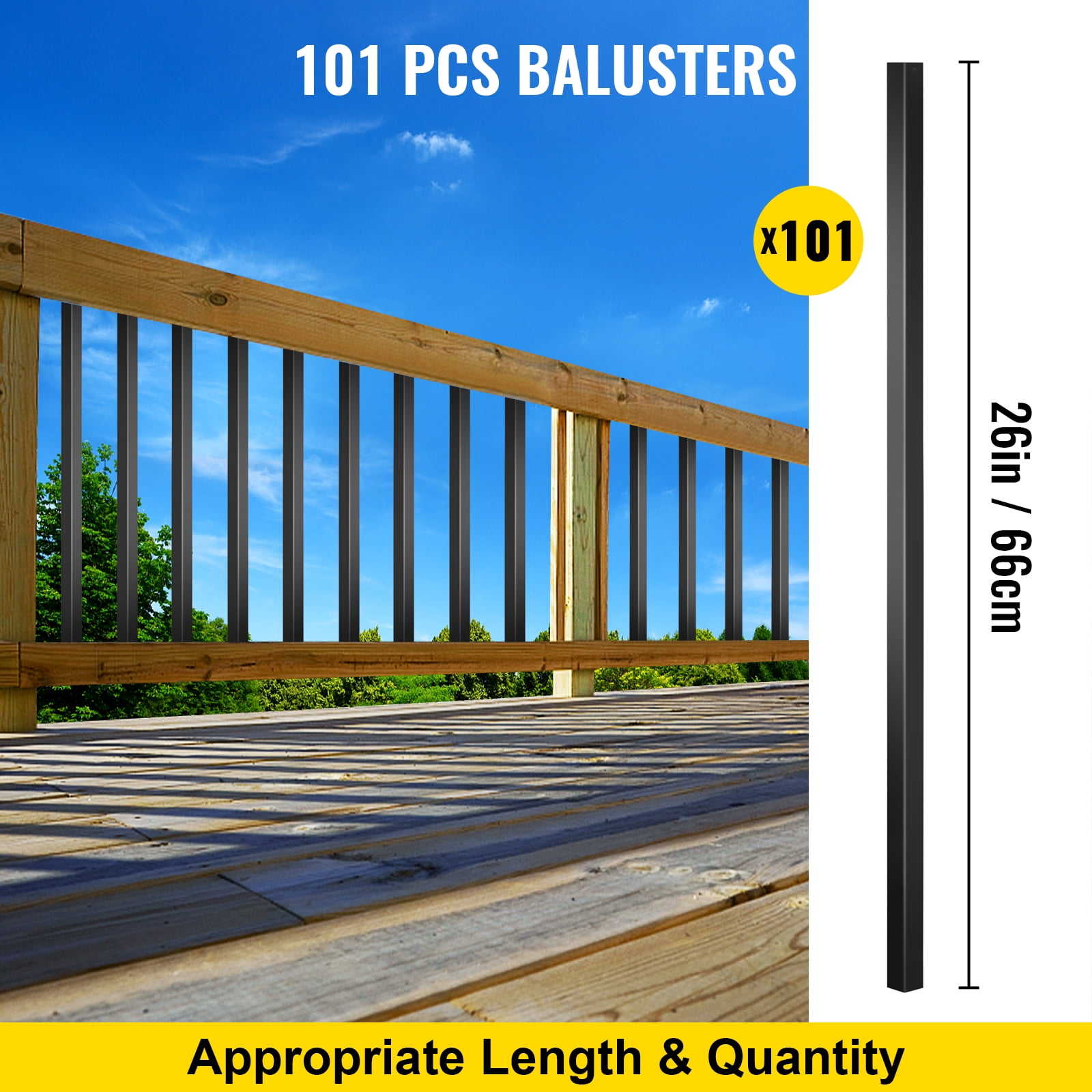 BENTISM Deck Balusters Metal Deck Spindles 101 Pack 26 inch Aluminum Alloy Railing