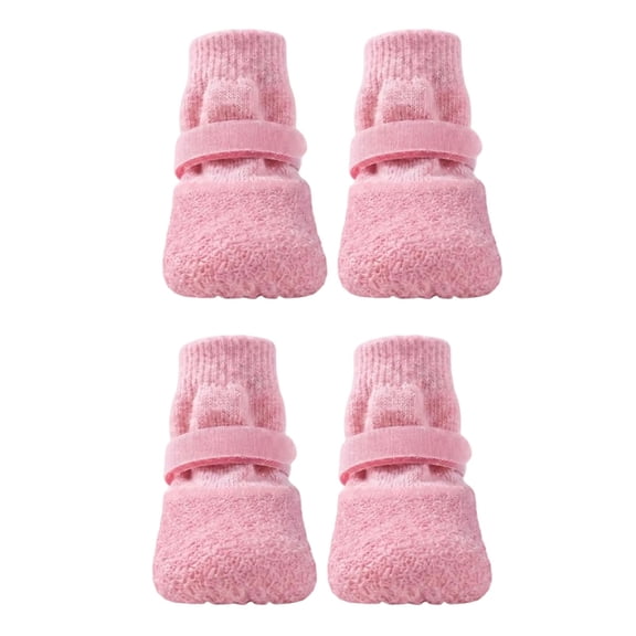 CSStudio 4 Pack Non Slip Dog Socks with Adjustable Straps, Waterproof Rubber Bottom Pet Paw Protector Booties, Anti Licking Traction Shoes for Indoor Floor & Light Outdoor Walks