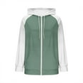 thumbnail image 6 of Htigea Zip Up Hoodies for Women Color Block Long Sleeve Hooded Sweatshirts Fall Fashion Sweatshirt with Pockets Green M, 6 of 7