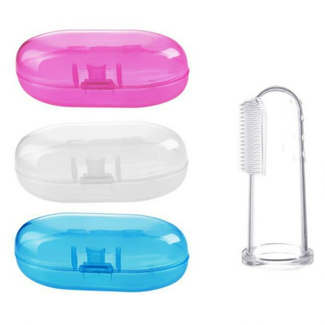 Royalbelle 2 Pcs/set Thumb Sleeve Toothbrush + Box Set Soft Silicone Finger Massager Brush Random