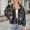 thumbnail image 3 of Jackets for Women Winter Coat Jackets Flannel Stand Collar Jacket(Leopard Print Sparkly Velvet Fabric,Size:S-4XL), 3 of 7