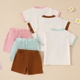 thumbnail image 4 of TOWED22 Toddler Baby Girl Outfit Newborn Girl Summer Clothes Short Sleeve T Shirt Checkerboard Top Set Elastic Waist Shorts Red,2-3 Y, 4 of 5