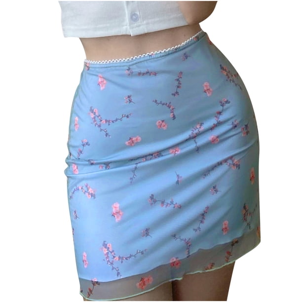 Faldas Para Mujer Mini Falda Nueva Moda Casual Impreso Malla Falda Cintura Alta Doble Capa Paquete Delgado Cadera Odeerbi ODB147866