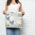 thumbnail image 2 of Spring Floral Checkered Pillow Covers 24x24 Inch Decorative Throw Pillow Cover, Sage Green Daisy Buffalo Plaid Sofa Pillowcases Accent Cushion Case Home Decor Bedroom Living Room, 2 of 6
