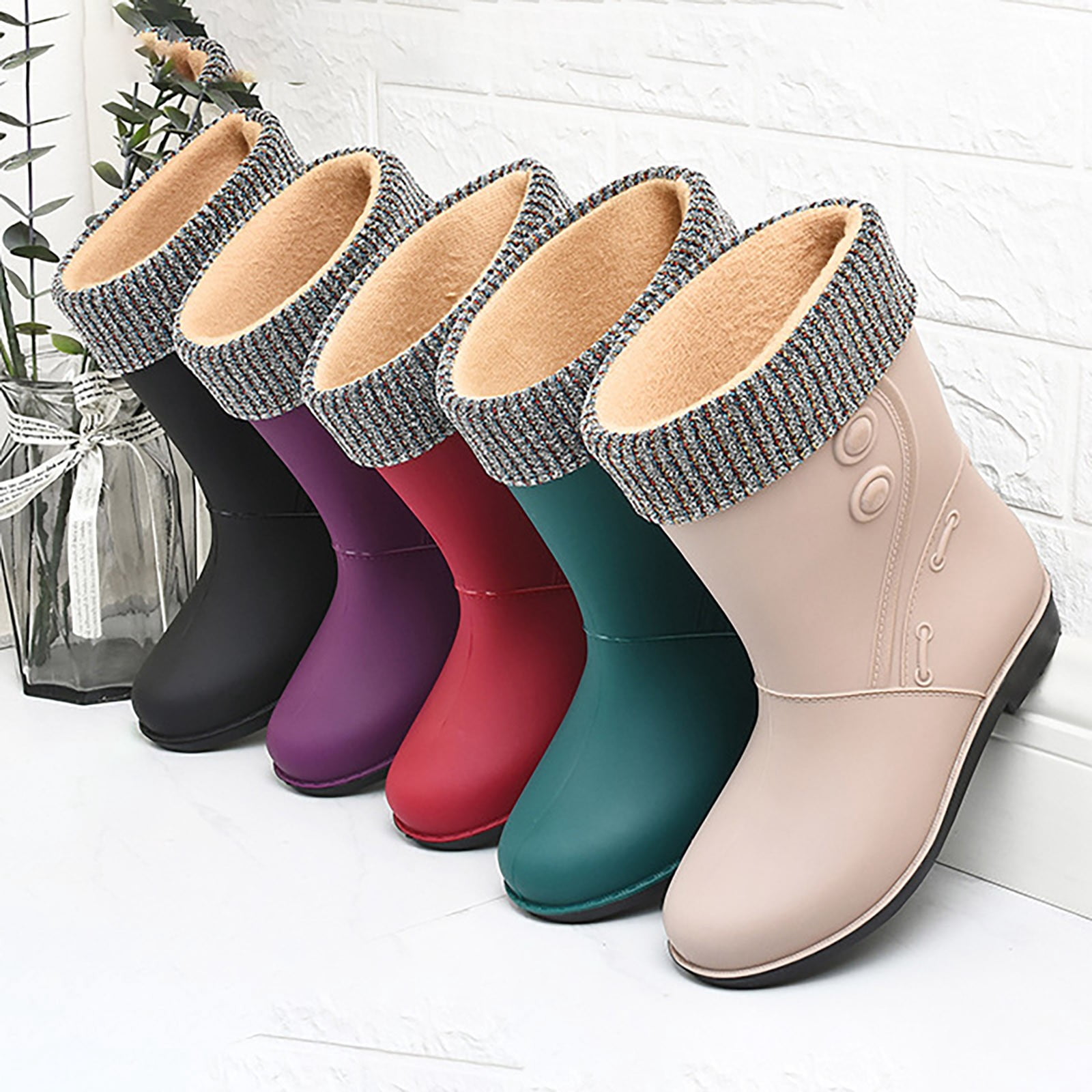 Women's Rain Shoes Comfortable Light Ankle Rain Boots Outdoor Frosted Footwear for All Weather Situations