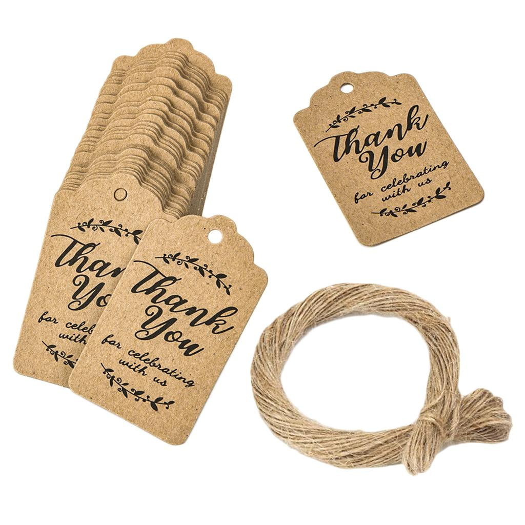 300 Pcs Thank You Brown Kraft Paper Gift Tags with String for ...