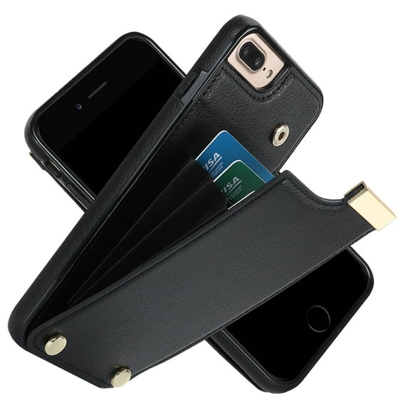 ELEHOLD Leather Wallet Case for iPhone 7 / 8 / SE 2022 & 2020,Premium Leather Material with Organ Card Slots Holders Full Body Protection Shockproof Anti-Fingerprint Purse Case,Black