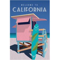 EzPosterPrints - Retro World Famous City Posters - Decorative, Vintage, Retro, Grunge Travel Poster Printing - Wall Art Print for Home Office - CALIFORNIA, CALIFORNIA - 24X36 inches