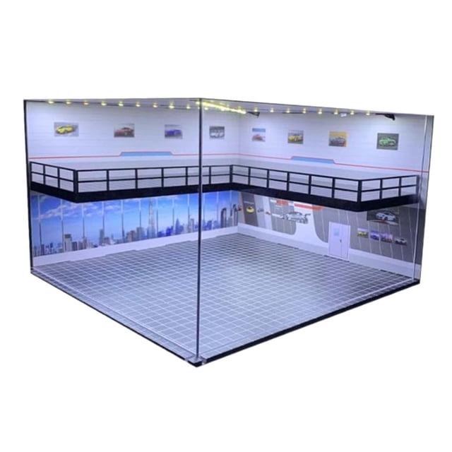 Wweixi 1/64 Model Parking Lot Double Layer Model Cars Blue Collection Brick Action for Figures Landscape Brick