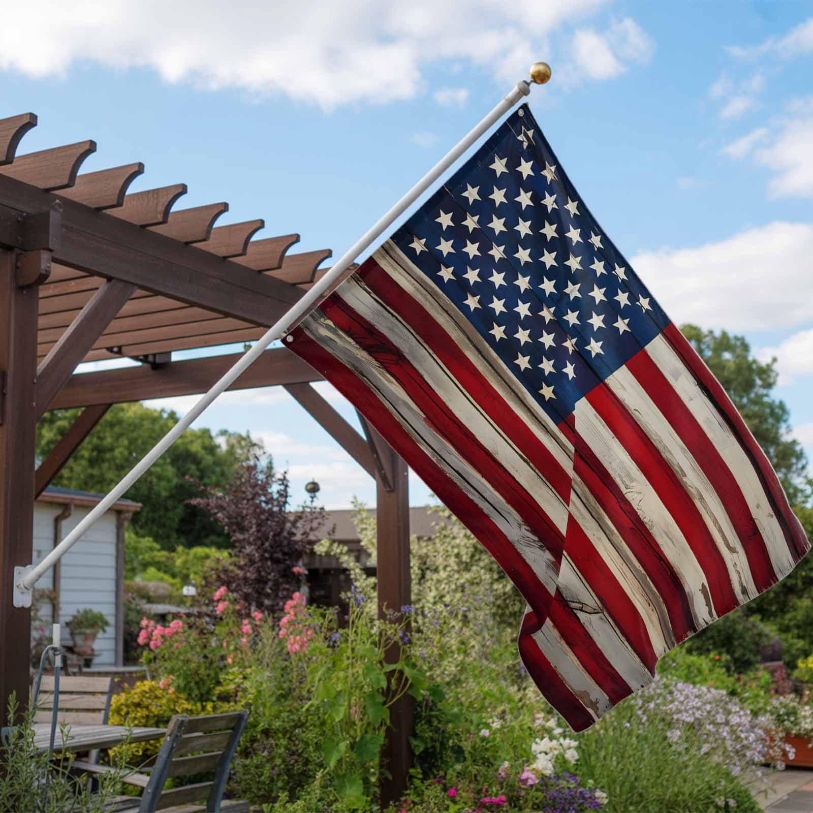 4th of July Flags for Outside 3x5 ft American Flag Outdoor Flags Double Sided Grommets House Banner Retro USA National Flag Patio Yard Flag for Outdoor Party Porch Independence Day Decor